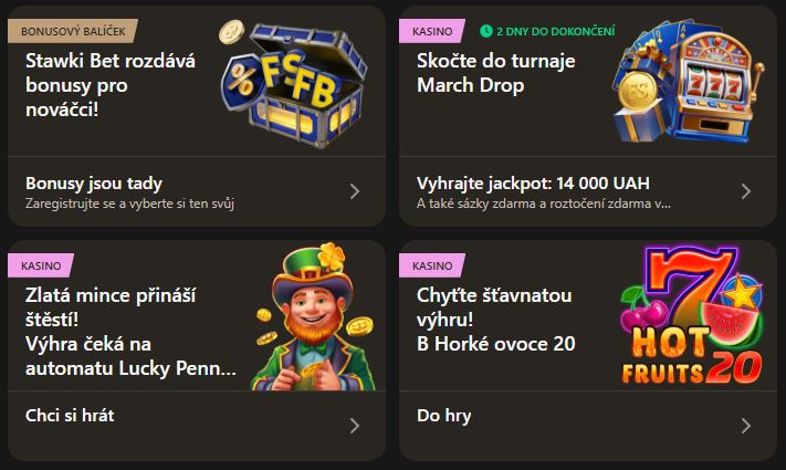 Využijte bonusový balíček Stawki Bet a získejte odměny pro nováčky
